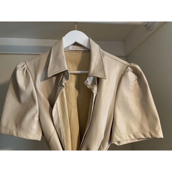 Bishop + Young Shirt Belted Dress Women's S Bone Collared Short Sleeve Button UP - Picture 3 of 5